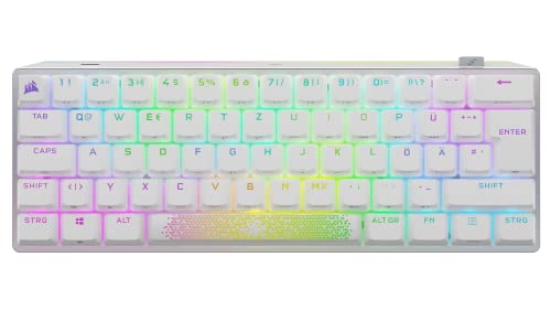 Corsair K70 PRO Mini Wireless RGB 60% Mechanische Gaming-Tastatur (Superschnelles Sub-1-ms-Wireless, Austauschbare Cherry MX Speed-Tastenschalter, PBT-Double-Shot-Tastenkappen) QWERTZ - Weiß