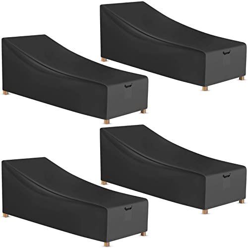 Qeeenar 4 Pack Lounge Cover Patio Outdoor Chair Covers Waterproof Outdoor Furniture Covers Heavy Duty Lounge Chair Cover With Carrying Handles, Drawstrings And Air Vents (Black, 68 X 30 X 30 Inch) #TOP19