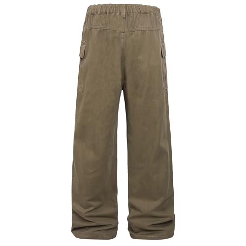 Mens Casual Cargo Pants Baggy Fit Multiple Pockets Loose Wide Leg Streetwear Trousers2