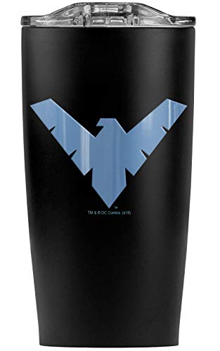 Batman Nightwing Logo Stainless Steel Tumbler 20 oz Coffee Travel Mug/Cup, Vacuum Insulated & Double Wall with Leakproof Sliding Lid | Great for Hot Drinks and Cold Beverages