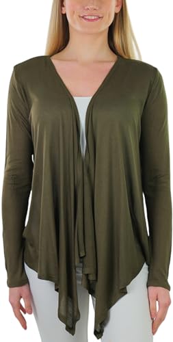 Image of ToBeInStyle Womens Open Front Long Sleeve Lightweight Asymmetrical Draped Cardigan with Side Pockets