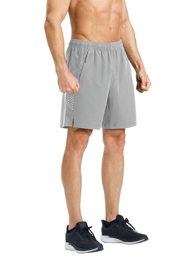 Image of Men's Running Athletic Shorts 7 Inch Quick Dry Lightweight Workout Gym Tennis Shorts 3 Zipper Pockets