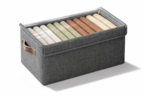 Image of Barebeauty 26L Foldable Clothes Organizer For Wardrobe, Blanket Storage Box, Cloth and Dress Organiser Metal Frame Basket Bag with Lid, Carry Handles for Bedding, Closet Organizers (Pack of 1)