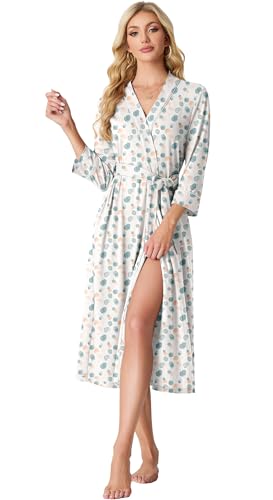Image of PrinStory Womens Robe Long Knit Bathrobe Lightweight Soft Robes Ladies Bath Robe