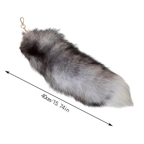 Fox Tail Keychain Large, Furry Therian Tail Faux Keyring,Halloween Cosplay Toy,Bag Accessories Charms,Hook Pendant2