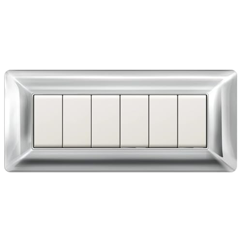 Plaque 6 modules compatible BTicino Matix plastique haute qualité chromé 100% adaptable - 2