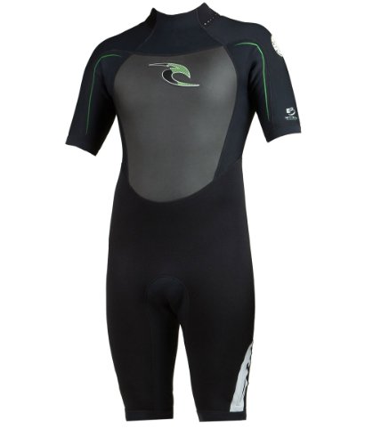 Rip Curl Dawn Patrol Short Sleeve Spring Suit (Black/Silver/Green, X-Small)