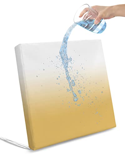 Homechoid Yellow Ombre Indoor Outdoor Couch Cushion Covers Replacement 2 Pack, Waterproof Chair Sofa Seat Cover with Ties 24x24x4 White Gradient Color Modern Abstract Art