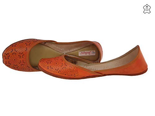 Image of Fulkari Women Cutwork Casual Genuine Soft Leather Jutis | Bite and Pinch Free Juttis | Punjabi Jutti | Girl's Office Flat Ladies Mojari | dailywear Ethnic Juti |