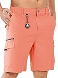 NORTHYARD Men's Cargo Hiking Shorts 9' Lightweight Outdoor Tactical Work Camping Sport Golf Casual Travel Fishing Multipocket PINKORANGE XL
