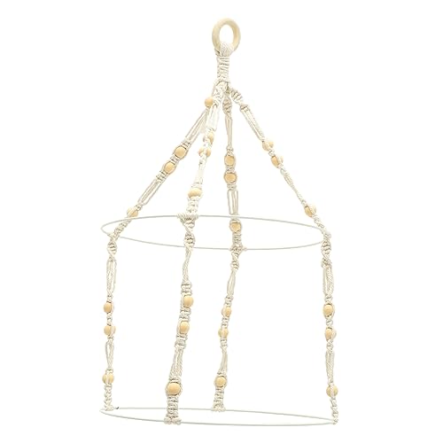 OUNONA バニラ乾燥棚 マクラメフラワードライラック ドライヤーラック ドライヤーフック マクラメハンガー ハーブドライヤー キッチンハンギングラック 乾燥した植物 綿、鉄、木 食物