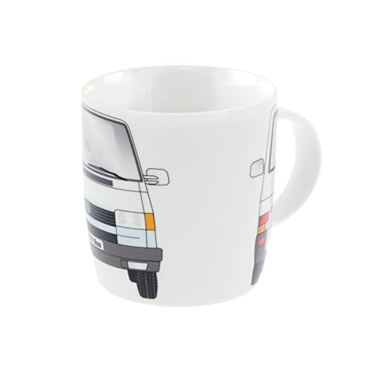 BRISA VW Collection – Volkswagen Furgoneta Bus T4 Camper Van Taza de Café de Porcelana (New Bone China) en Caja de regalo, Copa de Té, Decoración de la Mesa/Cocina/Camping/Souvenir (Frente/Blanco)