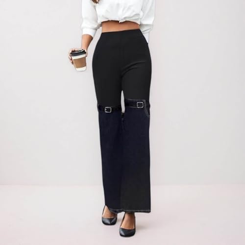 Jean taille basse femme patchwork vintage et décontracté