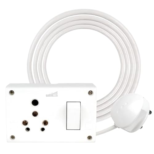 Image of Elegant Casa 6+16 Amp Electric Extension Board with Cord - Individual Switch, 16 Amp Plug Top, 3 Core 2.5mm, 8 Meter Copper Wire, Ideal for Small & Large Appliances