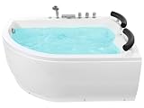 Vasca Idromassaggio Acrilico Bianco Luci LED Angolare Sinistra 158 x 113 cm