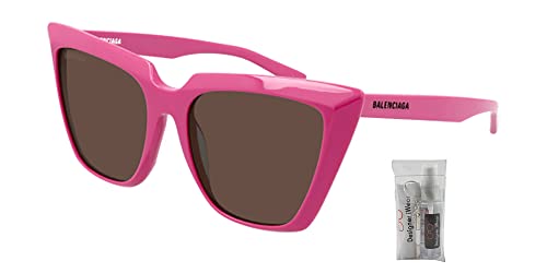 Balenciaga BB0046S 005 55MM Fuchsia/Brown Cateye Sunglasses for Women+BUNDLE with ACCESSORY EYEWEAR KIT2