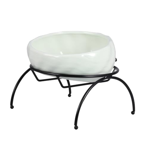 Mikikit 1 Set Pet Feeding Bowl with Iron Frame Rack Light Green Ceramic Dog and Cat Water Feeder Stable Design Prevents Sliding Easy Comfortable Feeding