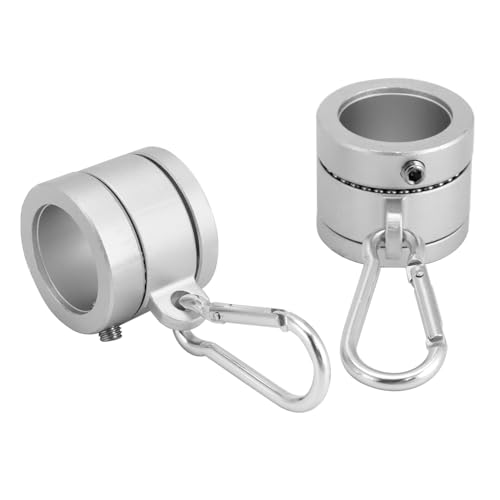 QWORK® Juego de 2 Anillos de Montaje de Aluminio para mástil de Bandera de Ø1,8 a 2,5 cm, Giratorio 360°, antibobinado, antioxidante