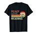 Peace Love Reading Retro Vintage Striped Sunset Book Club T-Shirt