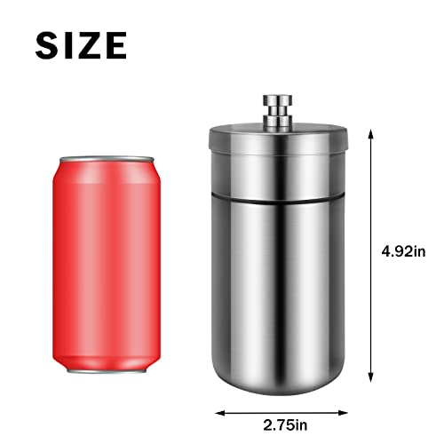 Image of Car Ashtray with Lid Smell Proof Stainless Steel Portable Ash Tray for Car Cup Holder Detachable Windproof Extinguished Cigarette Bucket for Outdoor Home Office (Silver 2Pack)