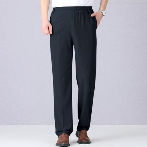Mens Casual Pants Lightweight Loose Fit Elastic Waist Straight Leg Pant Summer Outdoor Work Travel Vacation Trousers2