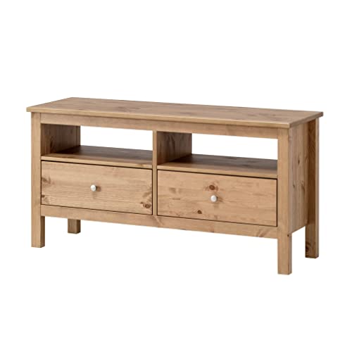 hagge home Mueble de TV de madera escandinava, mesa de televisión, tabla de TV, tabla baja, 110 x 37 cm, altura 45 cm, color marrón Cover