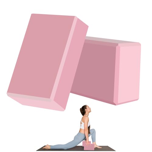 Image of 9 inchx6 inchx3 inch Yoga Blocks, Soft Non-Slip Surface Premium Foam Blocks, Supportive, Lightweight, Odor Resistant, Yoga Accessories for Pilates Meditation General Fitness Stretching Toning (pink-2 Pack