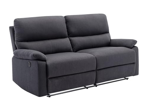 Vente-unique-Sofá de 3 plazas Relax eléctrico de Tela Gris Antracita LUNANO