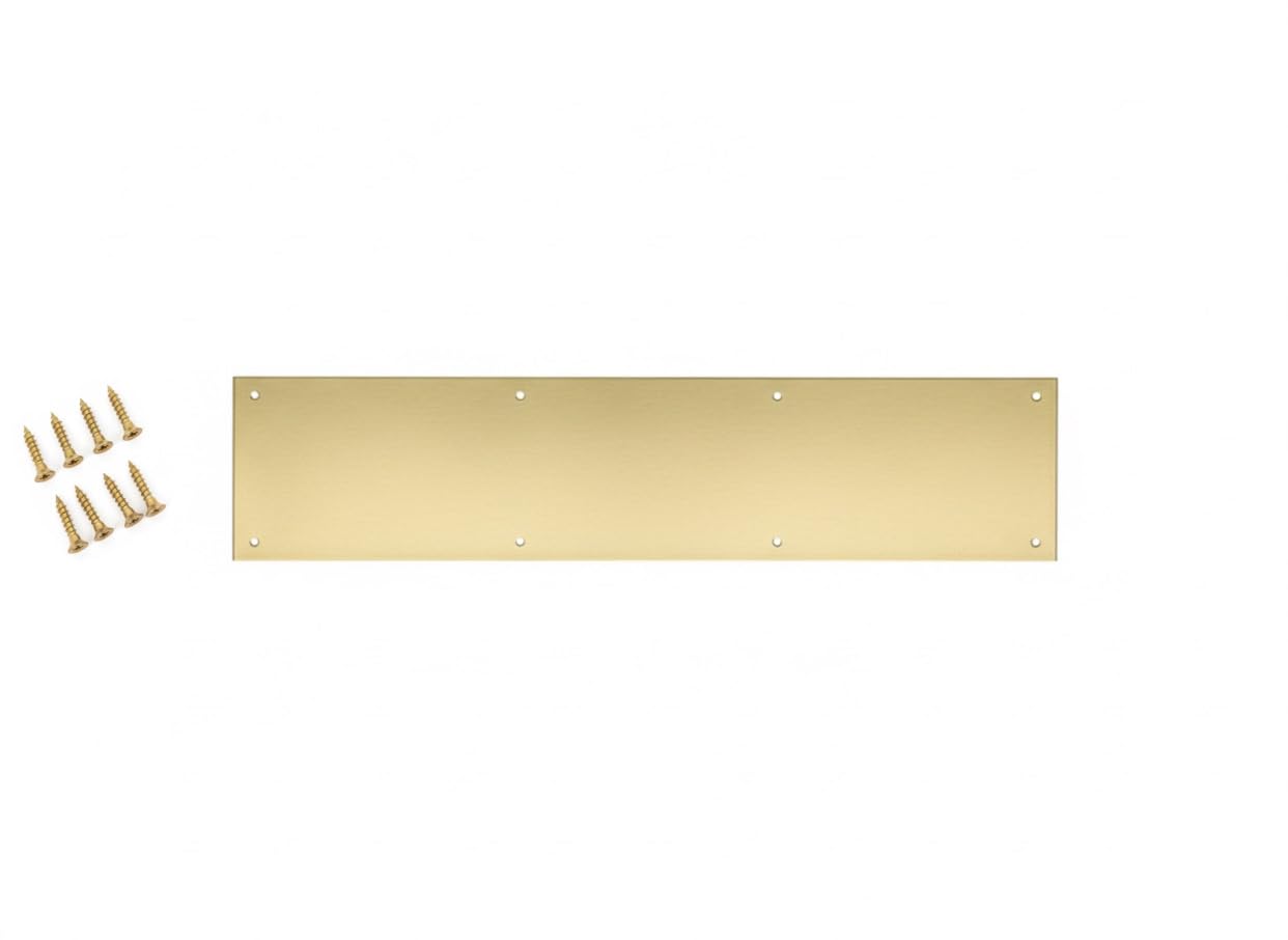 Brass Kick Plates Bright Polished (Single with Genuine Brass Screws)
