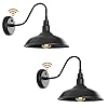 GOALPLUS 14" Large Dusk to Dawn Gooseneck Light Outdoor Barn Light with Wall Mount, Matte Black Exterior Farmhouse Wall Sconce Industrial Waterproof Wall Light for Porch, 2 Pack, LMMS2202-2P
