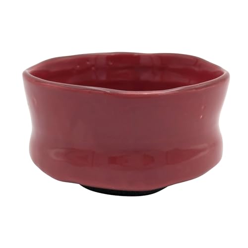 Mino Ware 505-37 Matcha Bowl, Matcha Rice Bowl, Diameter Approx. 4.9 inches (12.5 cm), Red Wall, Red, Made in Japan