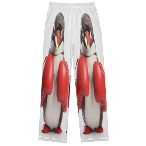 Boy's Pants Penguin Boxing Gloves Jogger Pants Elastic Waist Long Bottoms Trousers with Pockets 6-14 Years