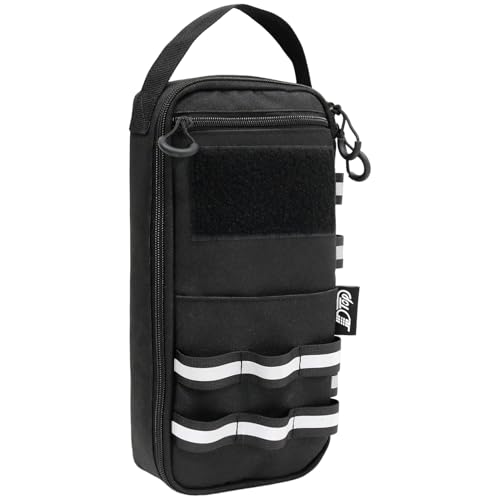 Heavy Duty Small Tool Bag for Men Zipper Tactical Molle Pouch with Handle Portable Organizer Storage for EDC Motorcycle Road Bike Electricians Mechanics Black