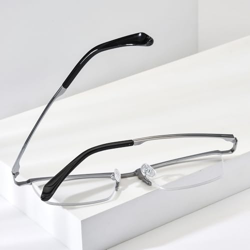 Image of FONEX Pure Titanium Glasses Frame Men Semi Rimless Square Eyeglasses Eyewear DTX416