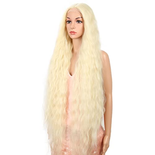 Style Icon 41” Lace Front Wigs Long Wavy Synthetic Wigs With Baby Hair Half Hand Tied 130% Density Wigs (41", 613) #TOP1