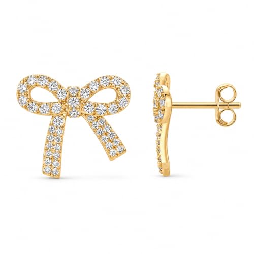Bow Earrings for Women Sparkly Rhinestone Bow Stud Earrings Cute Ribbon Jewelry for Prom Wedding...