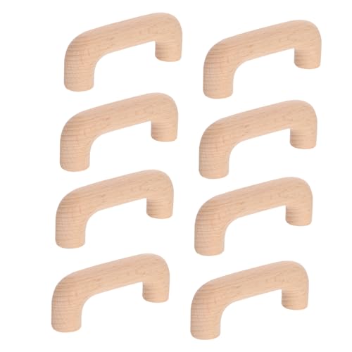 ANDRESLAD 8 piezas Tiradores de Madera para Gabinetes Diseño Rústico Sencillo Fácil Instalación Compatibles con Armarios y Cómodas Acabado Natural