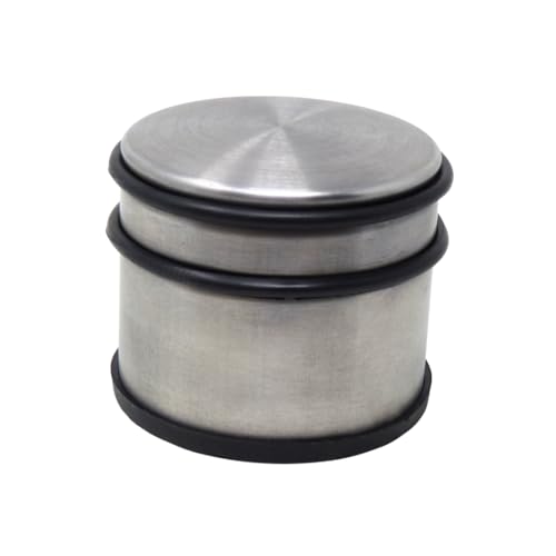 Butoir de porte en acier inoxydable - Diamètre : 9 cm - Extra lourd et antidérapant - Butée de sol robuste avec 2 anneaux en caoutchouc - Protection fiable...