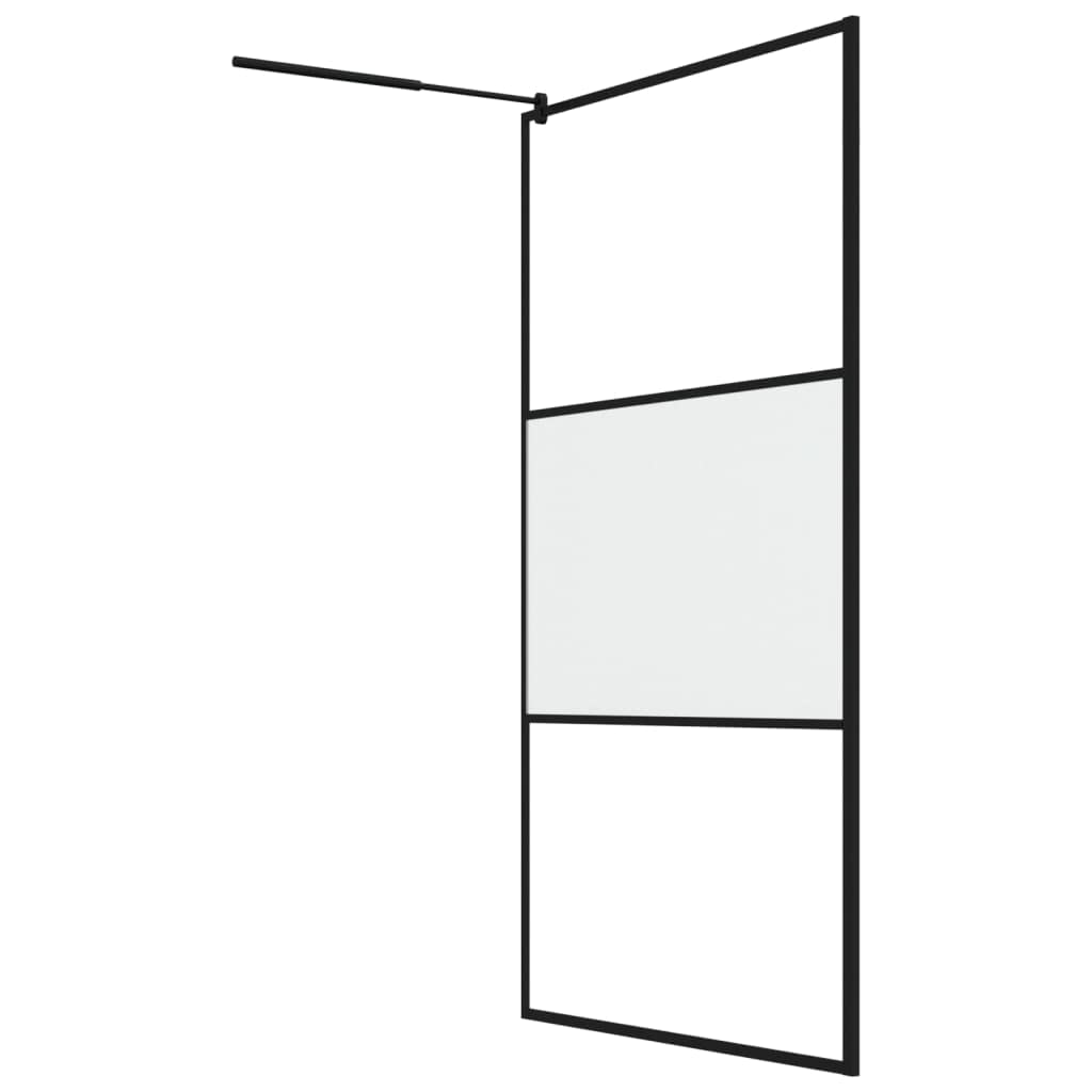 LAPOOH Mampara Ducha con Estante Vidrio ESG y Aluminio Negro 115x195cm, Mampara Bañera, Mampara Baño Ducha, Cabina De Ducha, Mampara Baño - 3185483