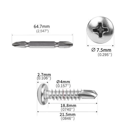 #8 x 3/4 pulg Tornillos Autoperforantes Phillips Pan Head 100pcs miniatura 2