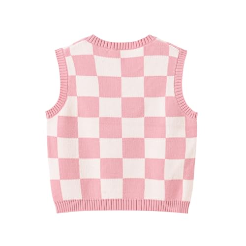 Image of Women's Sweater Vest,Y2K Sleeveless Pattern Preppy Style Knitted Crop Tank Top for Girl