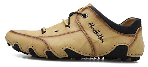 Honeystore Men's Loafers Leather Driving Moccasins Lace-up Shoes Plus Size2