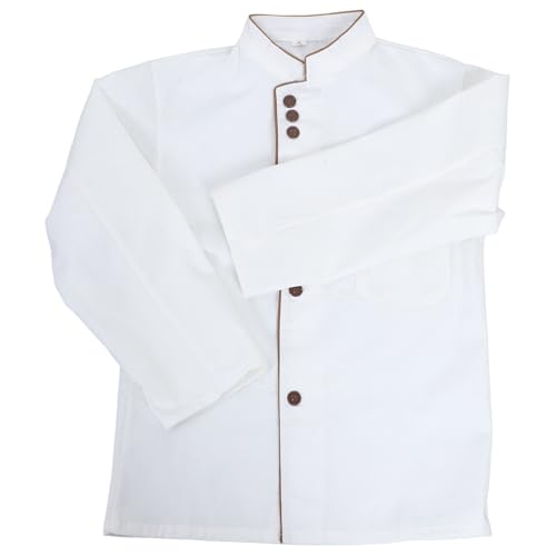 OATIPHO Unisex Chef Coat Classic Chef Coat Jacket Long Sleeve Men Button Restaurant Kitchen Uniform for Chef Blouse Work White
