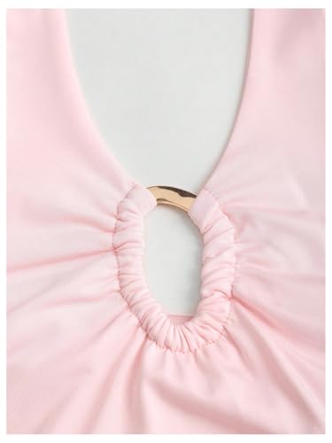 WDIRARA Women's Cut Out Sleeveless Halter Top Deep V Neck Tie Backless Going Out Tank Tops4