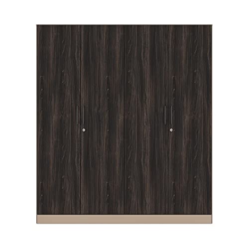 Image of Wakefit Wardrobe | 1 Year Warranty | Engineered Wood Almirah, Cupboard for Clothes Storage | 4 Door, 4 Shelves, 2 Drawers, 2 Hanging Space | Cashmere Plus - Frappe-Wyoming Maple