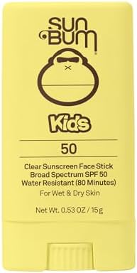 Sun Bum Kids SPF 50 Clear Face Stick Sunscreen - Wet or Dry Skin Application Broad Spectrum Sunscreen with Vitamin E - Hawaii 104 Act Compliant (Without Octinoxate & Oxybenzone) - Travel Size 0.53 oz