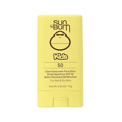 Sun Bum Kids SPF 50 Clear Face Stick Sunscreen - Wet or Dry Skin Application Broad Spectrum Sunscreen with Vitamin E - Hawaii Act 104 Compliant Without Octinoxate & Oxybenzone - Travel Size 0.53 oz