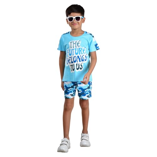 Image of Clothe Funn Boys Printed Cotton Half Sleeves T-Shirt & Shorts Set