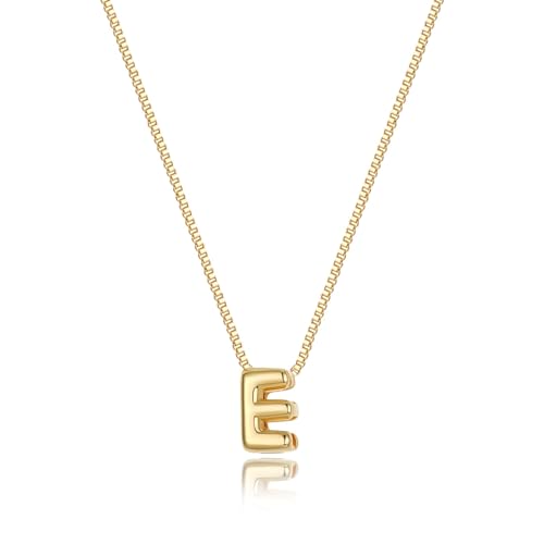 Image of Personalized Bubble Letter Initial Necklace, 14K Gold Plated, Dainty Pendant for Women, Trendy Gold Jewelry