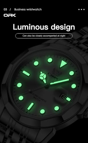 Image of OPK Watches for Men Diamond Roman Analog Mens Watches Waterproof Large Stainless Steel Men Wrist Watch Business Father Gift Watch Blue